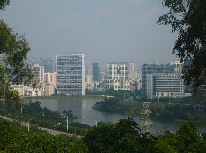 view of Nanning & the Yongjiang River from a pavilion along the Friendship Corridor