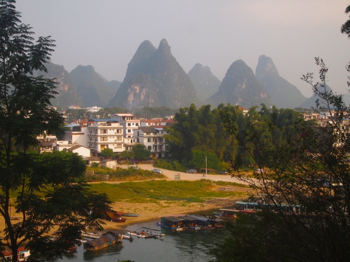 Looking north up the Li River from Green Lotus Peak