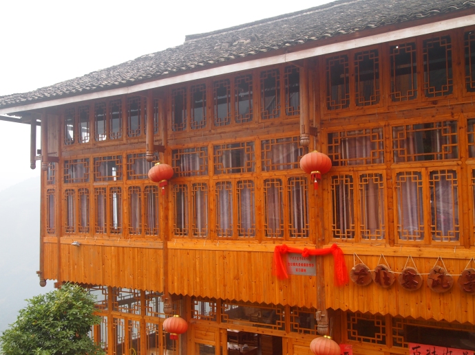 pretty wooden building on the outskirts of Longji