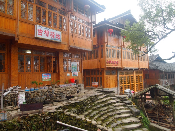 the wooden houses of the ancient village