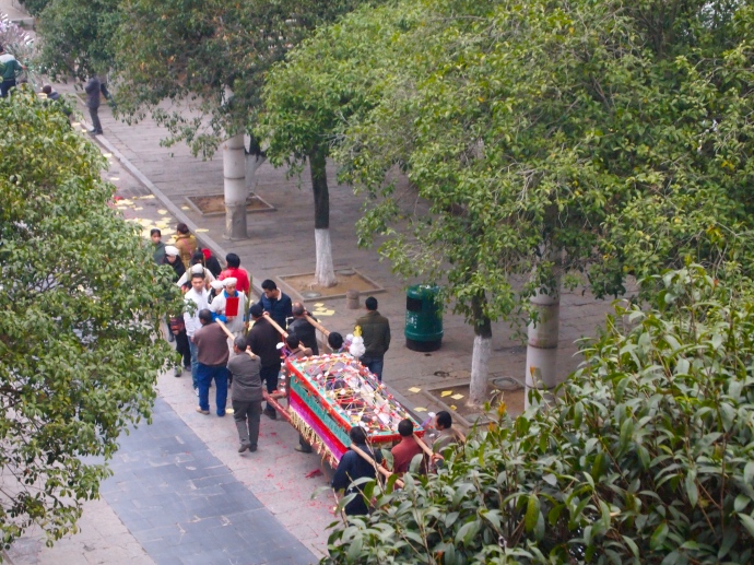 the procession on the streets of Yangshuo