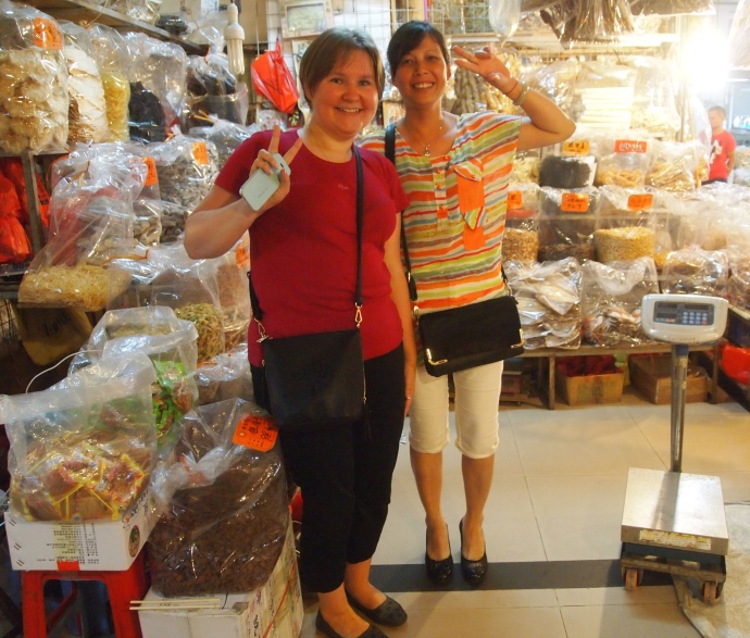 Mari and the dried fish vendor